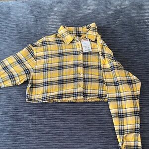 Love Tree Yellow and Black Plaid Kids Button Down Shirt